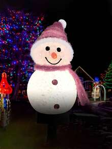 1 pieza Luz de ambiente con decoración de paisaje de muñeco de nieve con energía solar, luz de color cálido para decoración navideña exterior, adecuada para jardín, patio, césped, parque, porche y entrada de automóviles - Multicolor - Ver 13