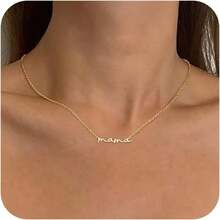 Gold Pendant Necklace For Women, Dainty Diamond Necklaces For Women Simple 14K Gold Plated Paperclip Choker Necklaces Cute Minimalist Open Oval Necklaces Gold Jewelry For Women Gifts - 黃金+媽媽金 - 查看 1