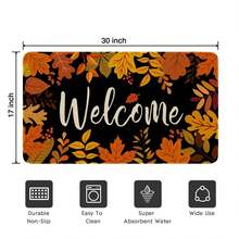 Vibrant Autumn Maple Leaf Welcome Mat - Soft, Non-Slip, Machine Washable, Durable, And Easy-To-Clean Door Rug For Thanksgiving And Fall Decor, Perfect For Kitchen, Bedroom, And Entryway, Adding Warmth And Cozy Ambiance To Your Home