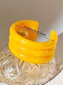1pc Women's Fashion Resin Bracelet, Bright Color Personalized Cuff Bracelet (Size Tolerance 3mm/0.11 Is Normal) - Yellow - View 11