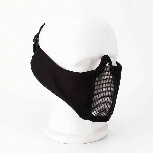 Upgrade Ear Protection Half Face Steel Wire Mesh Military Fan Mask, Game And Outdoor Activity Supplies