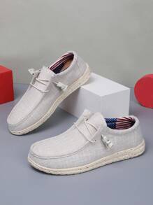 Mocassini casual da uomo in lino traspirante slip-on, scarpe da barca leggere e comode, versatili