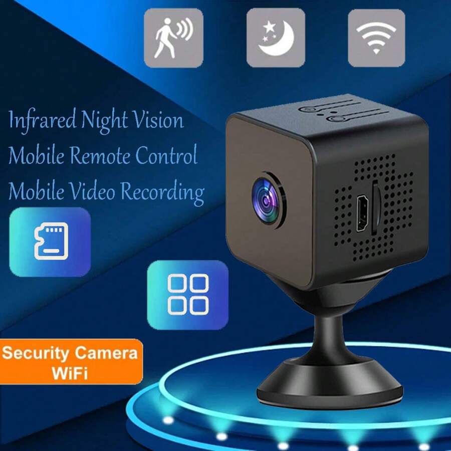 1 件高清 Wifi 家庭安全摄像头，无需安装，内置电池的迷你摄像头，夜视和运动检测，适用于家庭、办公室、宠物的便携式摄像头，入门级摄像头