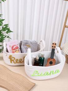 Cesto di immagazzinaggio intrecciato personalizzato su misura, fatto a mano, per giocattoli per bambini, cesto per il bucato, design carino per bambini, regalo per le feste, contenitore per la stanza del bambino, organizer per cosmetici e trucchi, multifunzionale, anti-muffa, decorativo, riutilizzabile, elegante, di alta qualità, colorato, moderno, personalizzato, unico, regalo ideale per lui, regalo ideale per lei