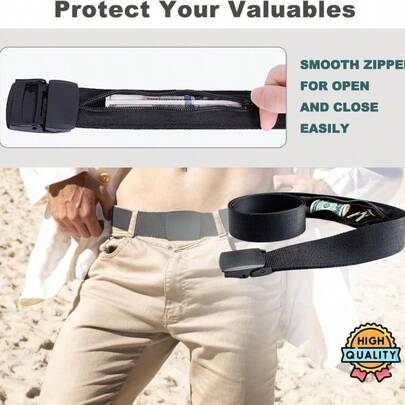 1 قطعة/2 قطعة حزام نقود للسفر، حقيبة نقود مخفية، محفظة جانبية آمنة ومضادة للسرقة، حقيبة سرية لإخفاء النقود، مناسبة للسفر التجاري والجري والعمل في الهواء الطلق، وهي خيار ممتاز للهدايا للأب والصديق