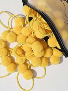 20 个 1.4 英寸小号纯色双层毛球 带弹力绳 手工制作发带 适合儿童女孩发饰