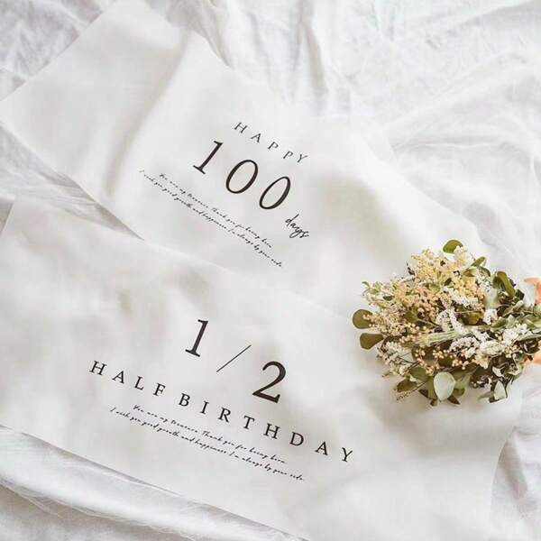 1pc Brushed 100 Days Horizontal Birthday Background Hanging Cloth, Japanese Style 100th Day Child Birthday Party Decoration Banner