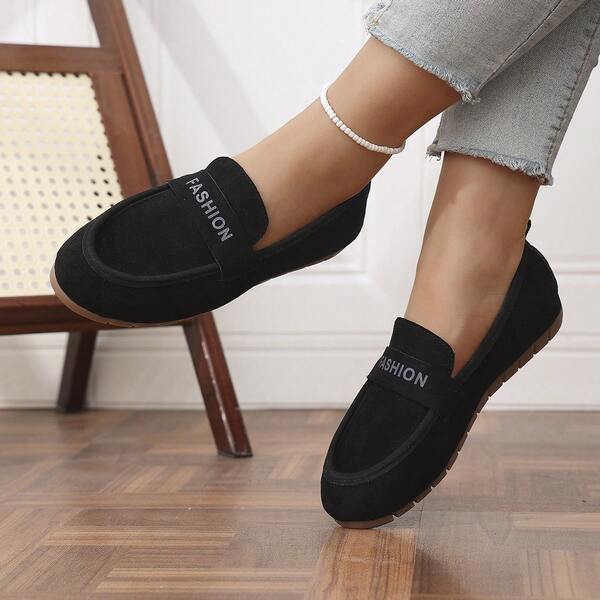 1 Paar Damen Retro Loafer, Obermaterial aus Wildleder mit bedruckter Ketten-Dekoration, atmungsaktiv & bequeme Slip-On Flache Schuhe, geeignet für Partys, Dates, Tänze, Alltag Lässig, Strand, Innenbereich, Campus Tragen