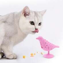 Brinquedo Gato Mastigar Silicone Passarinho Com Catnip Porta Petico - Rosa chiclete - Visão 1