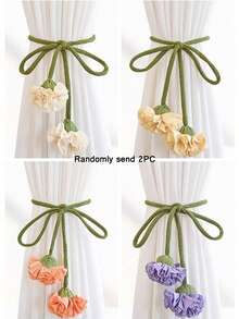 2 件花卉窗帘绑带，配优雅装饰窗帘绳，绿色长绳花卉图案，家居和办公室窗帘杆配件，美观时尚的家居装饰 - 彩色 - 查看 14