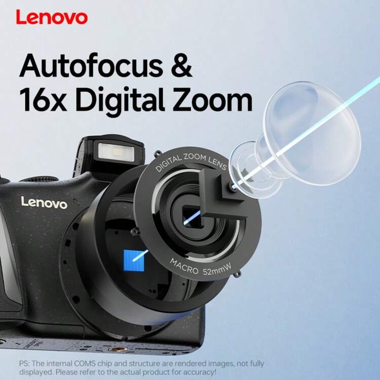 Lenovo 联想 C35 5K 64MP 数码相机，配备 16 倍变焦、3 英寸屏幕、专业传感器、自动对焦和防抖、8 种可选拍摄场景、用于直播的紧凑型旅行相机、初学者 - 包括 64GB TF 卡和配件、初学者摄影 | 时尚白色相机 | 可调设置、用于视频博客的相机 - 黑色 - 查看 4