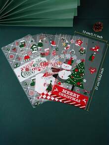 50个圣诞印花礼品袋；烘焙饼干和糖果用塑料袋；各种透明圣诞主题礼品包装袋；圣诞装饰品；圣诞睡衣；圣诞礼物；圣诞装饰 - 彩色 - 查看 3