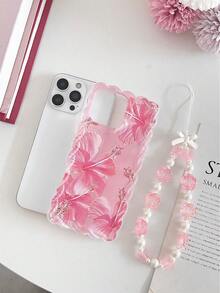 花卉透明粉色彩绘编织边缘保护手机壳适用于 16/16 Pro/16 Pro Max/16 Plus、 14、 15、 XS、 7/8、 XR、 7/8 Plus、 11、 12/12 Pro、 13、Galaxy S25、A14、A15、A16、A24、A36、A35、A24、A13、防震、彩色印花创意手机壳防水防摔防刮 - 彩色 - 查看 4