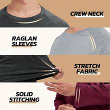 3 Pack Long Sleeve Shirts For Men - Quick Dry Moisture Wicking UV UPF Sun Protection T-Shirts For Casual Workout Fishing - 5-màu đen, xám đậm, xanh lá đậm - Xem 3