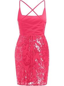 Sequin Homecoming Dresses Teens Women Sparkly Strap Bodycon Cocktail Party Night Prom Dress Vestidos De Fiesta ElegantesHalloween Christmas New Year - 玫瑰 - 查看 6