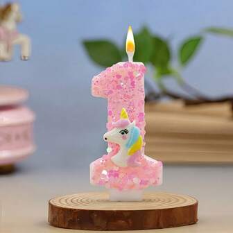 1 pieza Decoración de pastel creativa de unicornio colorido DIY con soportes, números del 0 al 9, decoraciones de cumpleaños para mujeres, fiesta de cumpleaños de adultos, aniversario, graduación, Día de la Madre, velas de cumpleaños con luces intermitentes interesantes para decoración de pastel, fiesta de 1er cumpleaños