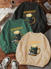 Felpa casual a tema Festival della birra di Monaco, 3 pezzi, stampa con motivo a birra, design unisex, vestibilità ampia, materiale morbido, adatta per primavera e autunno, comoda da indossare tutti i giorni, regalo perfetto. Felpa oversize con scollo rotondo in tinta unita, set di felpe multi-pezzo, maglia a maniche lunghe in cotone, vacanze autunnali, tempo libero quotidiano, abbigliamento sportivo all'aperto, abbigliamento da festival, adatta per uomini/donne/ragazzi/ragazze/bambini/adolescenti, coppie/abbigliamento genitore-figlio.