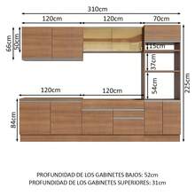 Cocina Integral Completa Modular Madesa 310cm Glamy Madesa Color Marrón 01 - Marrón - Ver 3