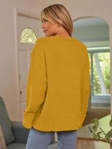 Women's Oversized Sweaters Fuzzy Chunky Warm Pullover Sweater - 黃色 - 查看 5