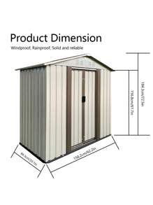 1-Piece Outdoor Storage Shed With Lockable Door, Durable Metal Construction, Pent Roof Design, Spacious Garden Tool Organizer For Backyard Use, 5FTx3FT Beige, Camping Accessories - default - View 2
