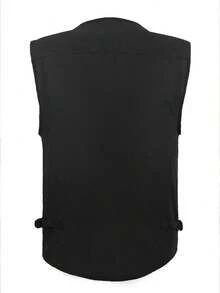 Men's Fishing Vest Utility Travel Vest With Pockets Outdoor Work Photo Cargo Fly Summer Vest - màu đen - Xem 5