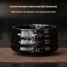 One-Piece Set Of 500ml/700ml Round Striped Ceramic Matcha Bowl, Song Dynasty Tea Ordering Tool Ceramic Threaded Tea Bowl, Tea Stand, Silver Flower Paper High-Temperature Roasting Process, Fadeless, Beautiful And Durable, Easy To Carry And Use, Suitable For Business Meetings, Art Appreciation, Outdoor Travel And Leisure Occasions Japanese Tea Ceremony Bowls And Tea Ceremony Accessories 1pc - Multicolor - View 28