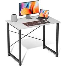 OLIXIS 32 In Small Computer Desk For Home Office, Modern Study Work Table Simple Style For Bedroom, Writing Desks With X-Shaped Reinforcement, - 白色 - 查看 5