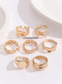 7pcs/Set Versatile Minimalist Geometric Snake Shaped Midi Rings, Fashionable For Women Party And Daily Wear