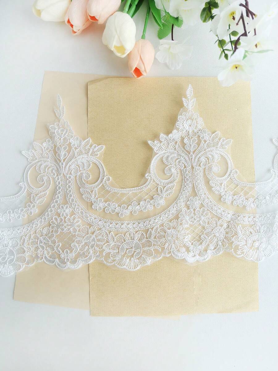 Viền xương thêu ren cổ điển với các mảnh pha lê, phụ kiện trang trí quần áo và dệt gia dụng tự làm, chiều dài: 91,44cm, chiều rộng: 21cm