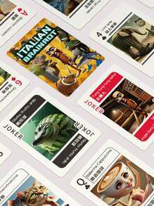 1 副 54 张意大利 Brainrot 奇特风格扑克牌，包括 Tung Tung Tung Sahur、Tralalero Tralala、Schimpansinni Bananini 牌，适合家庭聚会、派对娱乐活动