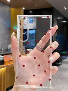 1pc Red Heart Shaped Soft Phone Case Compatible With IPhone, Honor, Redmi, Galaxy A04e/12/A13/A14/A34/A50/A52/A53/A54/S21/S22/S23/S24/S25/S25Ultra, 6A/7A/8A, 12T/13T - Clear - View 6