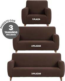 Juego de Protector Cubre Sala Elástico Strech Fit,Funda de sofá elástica universal, para un solo asiento, dos asientos, tres asientos, antideslizante, lavable, a prueba de polvo, suave al tacto, fácil de instalar, duradera, adecuada para sala de estar, dormitorio, oficina y exterior. - Marrón - Ver 2