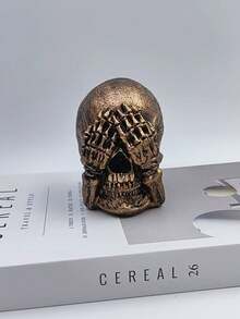 1 Stück Harz Drei Weise Schädel Statue, Halloween Horror Thema Dekoration, Sehe kein Böses, Höre kein Böses, Sage kein Böses Schädel Figur, geeignet für Wohnzimmer Schreibtisch Heimdekoration, Halloween Party Requisite, Innen-/Außenbereich Schreibtisch, Eingangsbereich, Büro, Schlafzimmer Dekoratives Kunstwerk