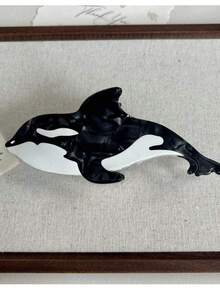 海洋沙滩系列:大白鲨、水母、海马发夹,新款醋酸纤维鲸鱼发夹,夏日条纹鱼发夹,海洋发爪,百搭时尚发饰,清爽发夹,适合女孩和女士。 - 彩色 - 查看 9