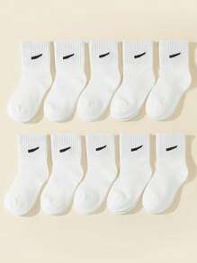 10 أزواج من الجوارب متوسطة الطول ذات اللون الأحادي الأسود/الأبيض/الرمادي، قابلة للتنفس للاستخدام اليومي والرياضي، عودة إلى المدرسة