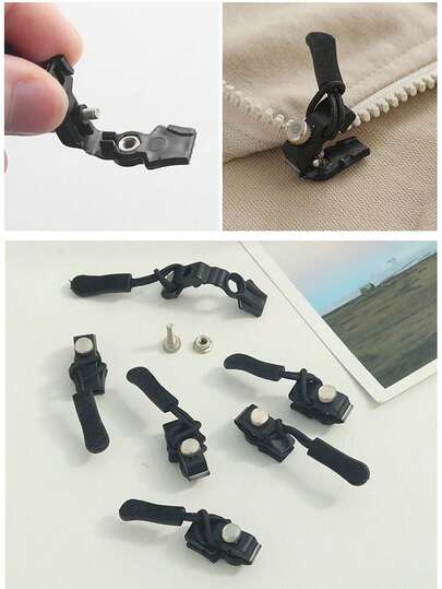 Universal Zipper Repair Kit - Easy To Install Seamless Zipper Head Replacement, Suitable For Jackets, Luggage, Backpacks, Boots - Durable Black Zipper Heads