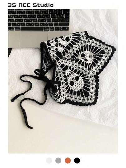 1pc Halloween Party Ghost/Spider Web Spider Pumpkin Bat Devil Unique Adult Headband, Dark Style Crochet Knitted Headband, Autumn/Winter Decor Performance Triangle Scarf, Elegant Hair Accessories