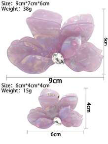 1 件可爱蝴蝶波西米亚醋酸纤维闪亮水钻三角形发夹，简单多彩的发夹，适合夏季、春季、秋季、冬季、返校、日常旅行、聚会、海滩派对、佩戴发饰时尚爪夹女士发夹女士发夹优雅发夹秋季配饰