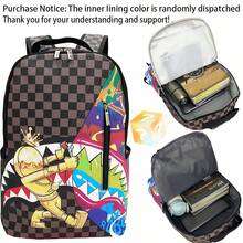Mochila unisex con estampado de boca de tiburón de moda, mochila de gran capacidad para viajes al aire trayectos, ideal para estudiantes de secundaria y universidad, estilo de dibujos animados, excelente regalo de Navidad para amigos o niños - Negro - Ver 4