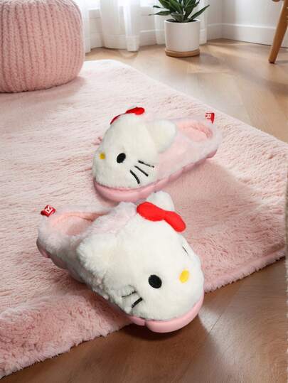 SANRIO 卡通   卡通毛绒拖鞋、毛茸茸的拖鞋、毛茸茸的拖鞋，适合儿童、青少年和女孩 - 舒适温暖，卡通鞋，防滑鞋底，可爱， 人物 ，肉桂卷设计 - 非常适合冬季室内休闲 适合儿童、青少年和女孩 - 舒适温暖，卡通鞋，防滑鞋底，可爱， 人物 ，肉桂卷设计 - 非常适合冬季室内休闲