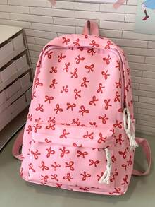 New Cute Style Bow Pattern Bag, Bow Pattern Backpack Bag, Lightweight School Bag, Student Large Capacity Backpack, Fresh And Simple Style School Bag Teenager Boy Girl Backpack 15.6 Inch Laptop Backpack Travel Backpack - Multicolor - View 14