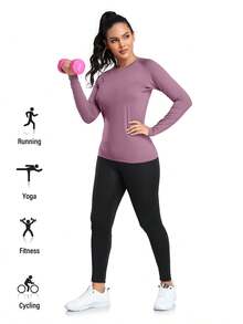 HOPLYNN 4 Packs Women's Compression Quick Drying Shirt Long Sleeve Performance Workout Baselayer Athletic Top Sports Gear - 彩色 - 查看 3