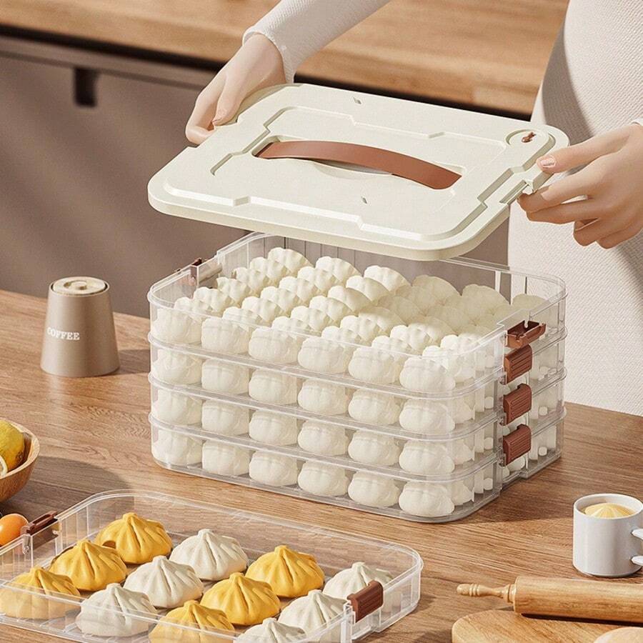 Dumpling Storage Box, Freezer Safe Fridge Dumpling, Wonton, Ravioli Frozen Food Organizer Tray
