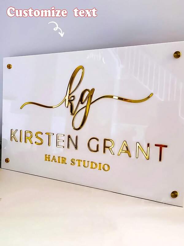 Señal rectangular personalizada, señal de logotipo de acrílico, señal de acrílico esmerilado, señal comercial personalizada, señal personalizada, señal personalizada, señal comercial de empresa, señal de salón rectangular de acrílico 3D personalizada para la pared | Señalización de pared de texto personalizado | Señal de logotipo rectangular | Peluquería, estudio de uñas, clínica de estética, letreros de tienda de belleza