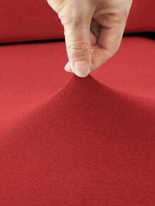 1pc Minimalist Modern Solid Color Milk Silk Elastic Sofa Seat Cushion Cover, Suitable For All Seasons - Bright Red - View 3