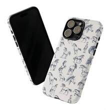 Blue Hand - Drawn Horse Patterns Two-In-One Matte Texture Phone Case Suitable For Compatible With Iphone17,16, 15, 14, 13, 12, 11, PRO MAX,PLUS,As Well As , Galaxy S21/22/23/24/25 Ultra/FE+,NOTE20 Ultra,A71/56/55/54/53/52/36/34/26/25/23/16/15/14/13/06 - 彩色 - 查看 3