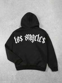 Áo sweatshirt nam tuổi teen phong cách Los Angeles Gothic Anh Quốc, họa tiết đa năng, phù hợp cho thời trang đường phố, hoạt động ngoài trời và mặc hàng ngày. - màu đen - Xem 1
