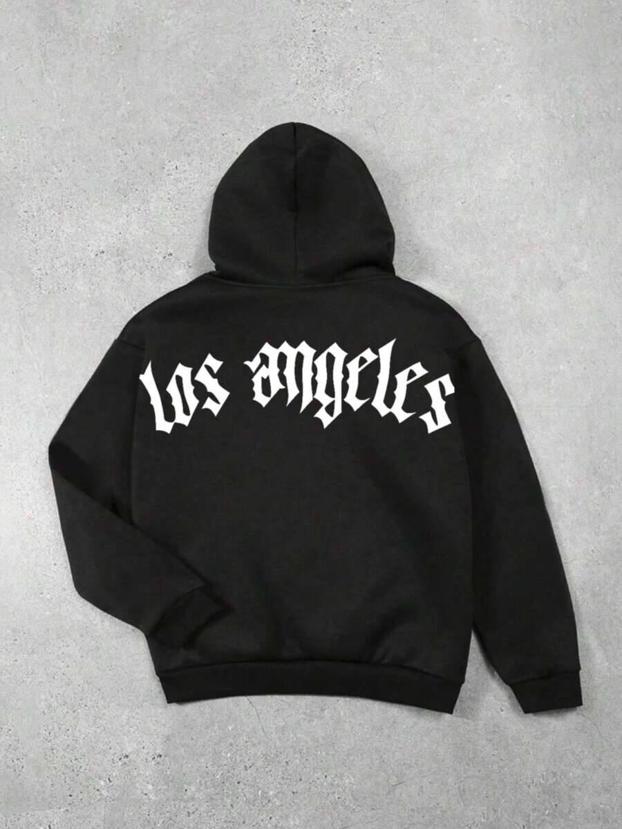Áo sweatshirt nam tuổi teen phong cách Los Angeles Gothic Anh Quốc, họa tiết đa năng, phù hợp cho thời trang đường phố, hoạt động ngoài trời và mặc hàng ngày. - màu đen - Xem 1