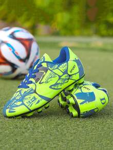 Camouflage Pattern Asymmetrical Color Asymmetrical Tongue Design Breathable Comfortable Outdoor Football/Soccer Shoes, Hiking Shoes, Cleats For Teenagers, Students, Campus Sports