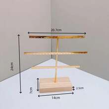 Soporte de exhibición de pendientes con 52 agujeros, soporte de Metal para collar, pulsera, tobillera, pendiente, estante de almacenamiento de joyería con Base de madera - Hoyo dorado 52 - Ver 11